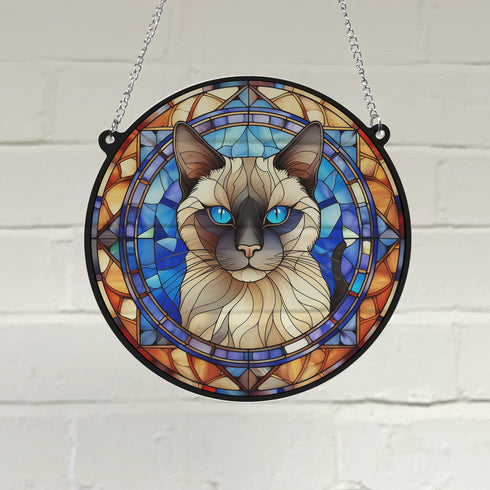 Cat Siamese Stained Glass Effect Suncatcher